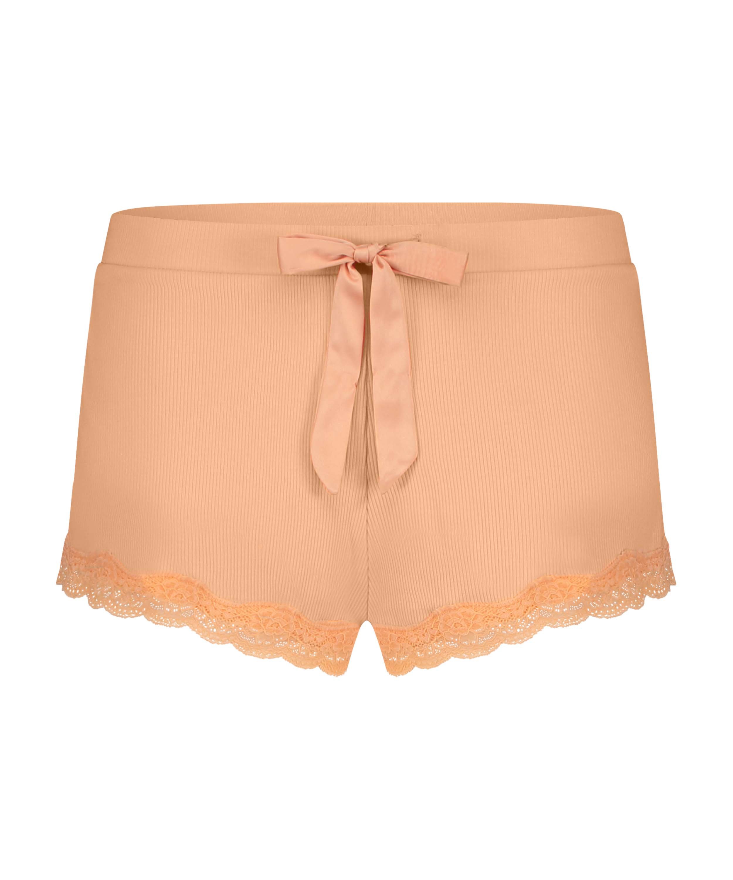 Shorts i ribbad spets, Rosa, main