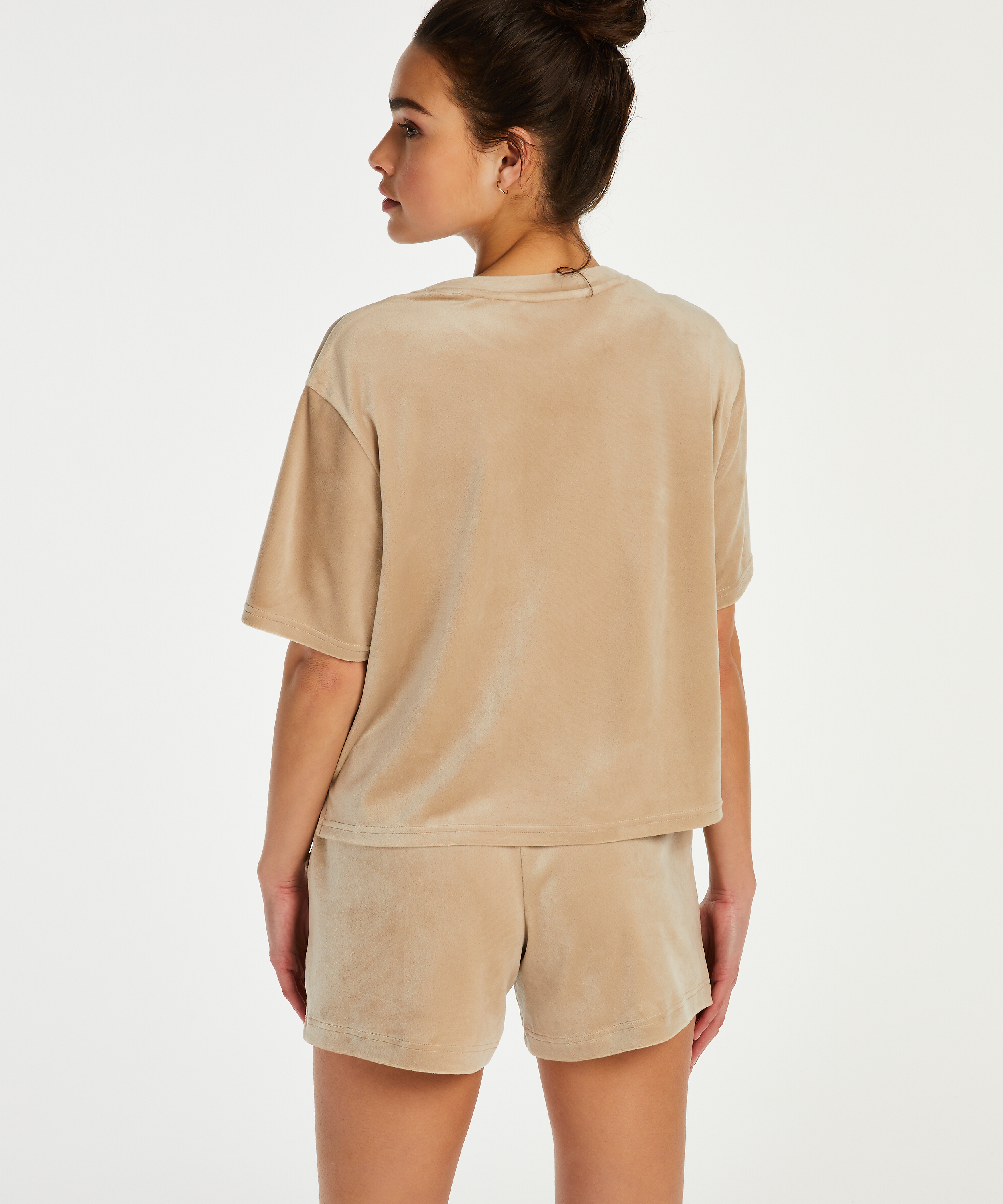 Sammetsshorts med ficka, Beige, main