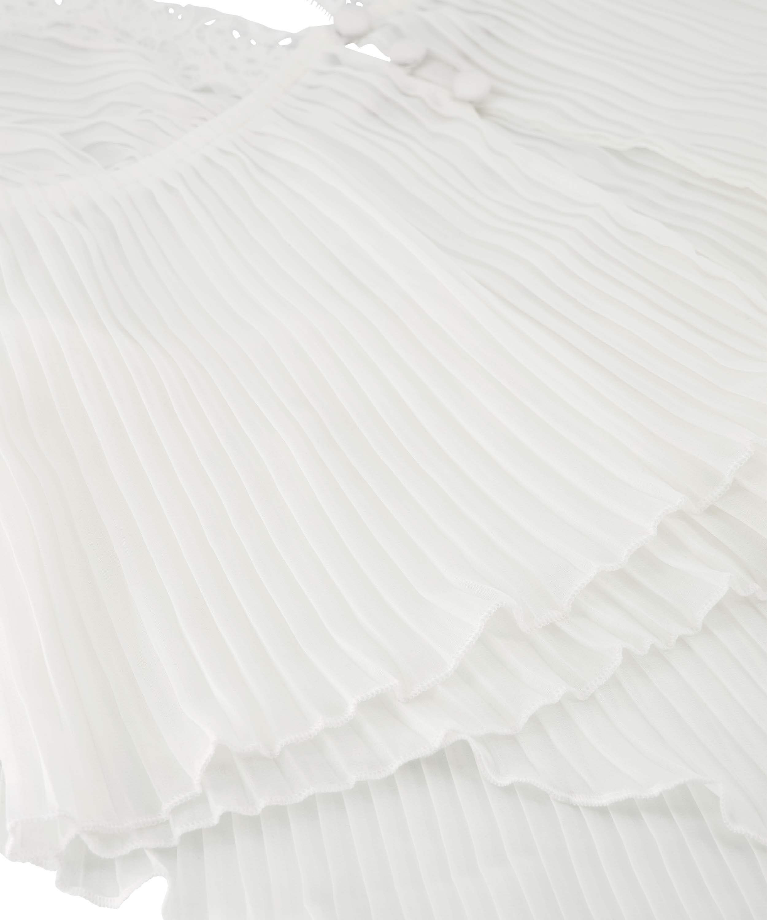 Chiffon plissé linneset, Vit, main