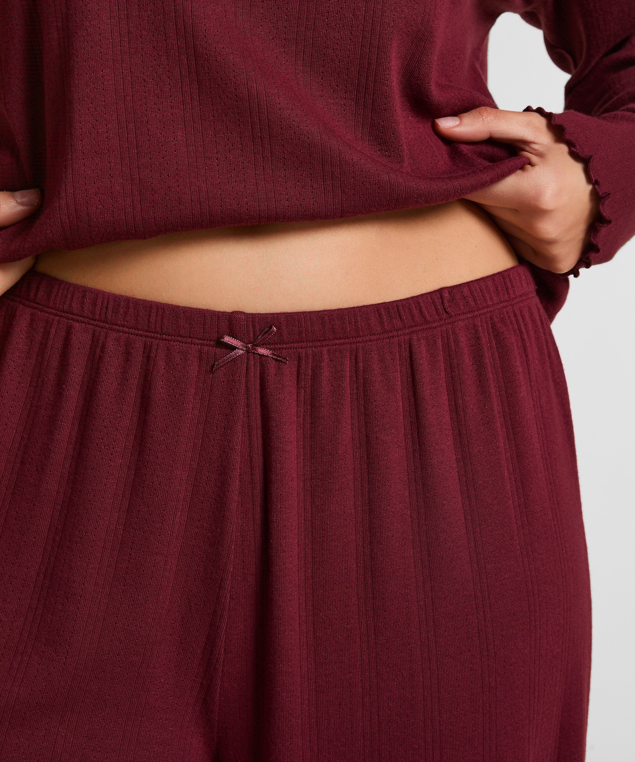 Pyjama Pant Loose Pointelle, R&ouml;d, main