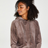 Hoodie velour, Brun