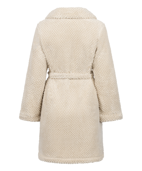 Badrock i fleece med dragkedja, Vit