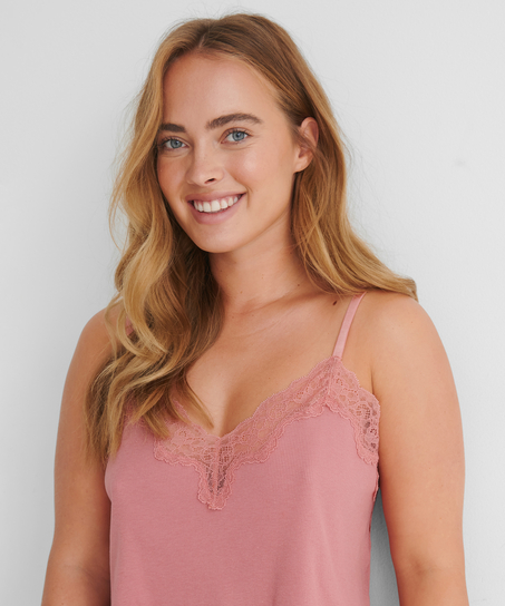 Cami rib lace Mia HKM x NA-KD, Rosa