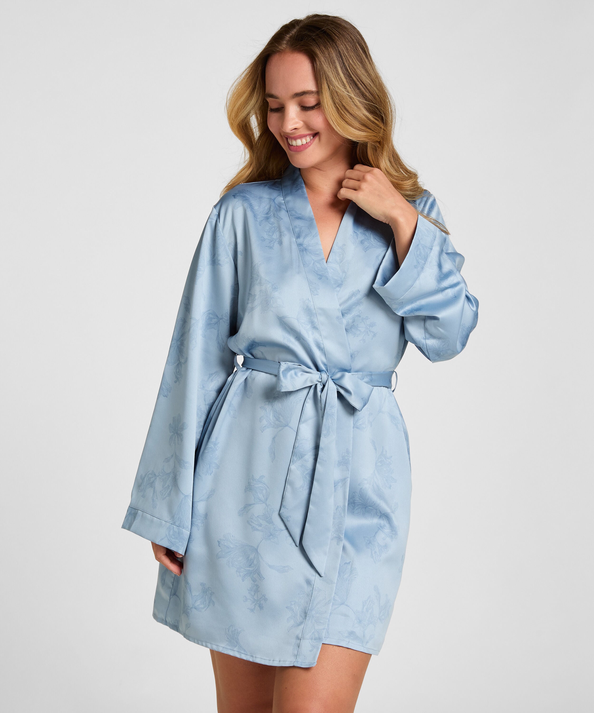 Kimono Blommönster, Blå