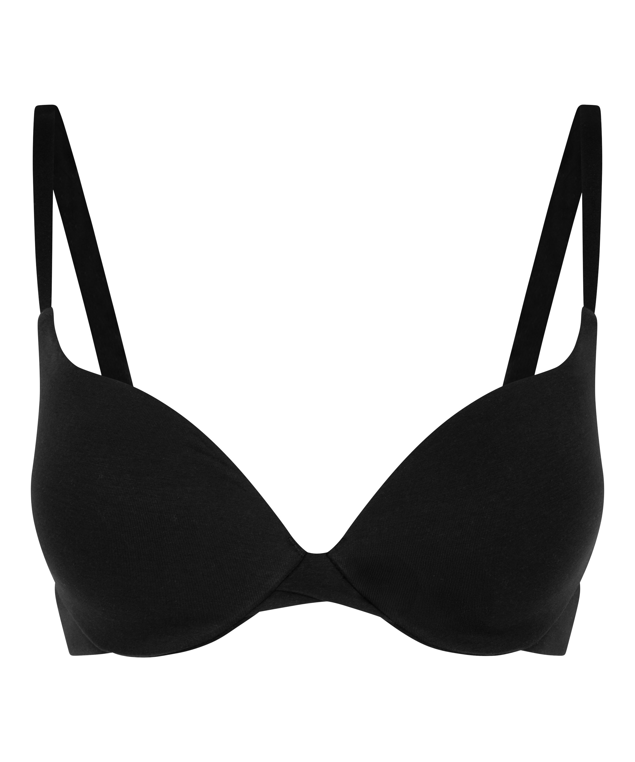 Formpressad pushup-bh med bygel i bomull, Svart, main