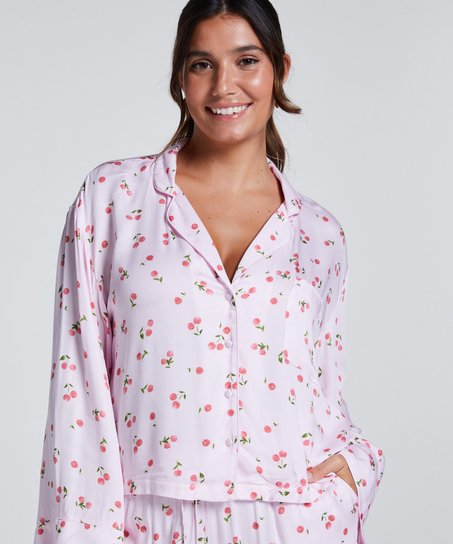 Långärmad jacka i satin, Rosa