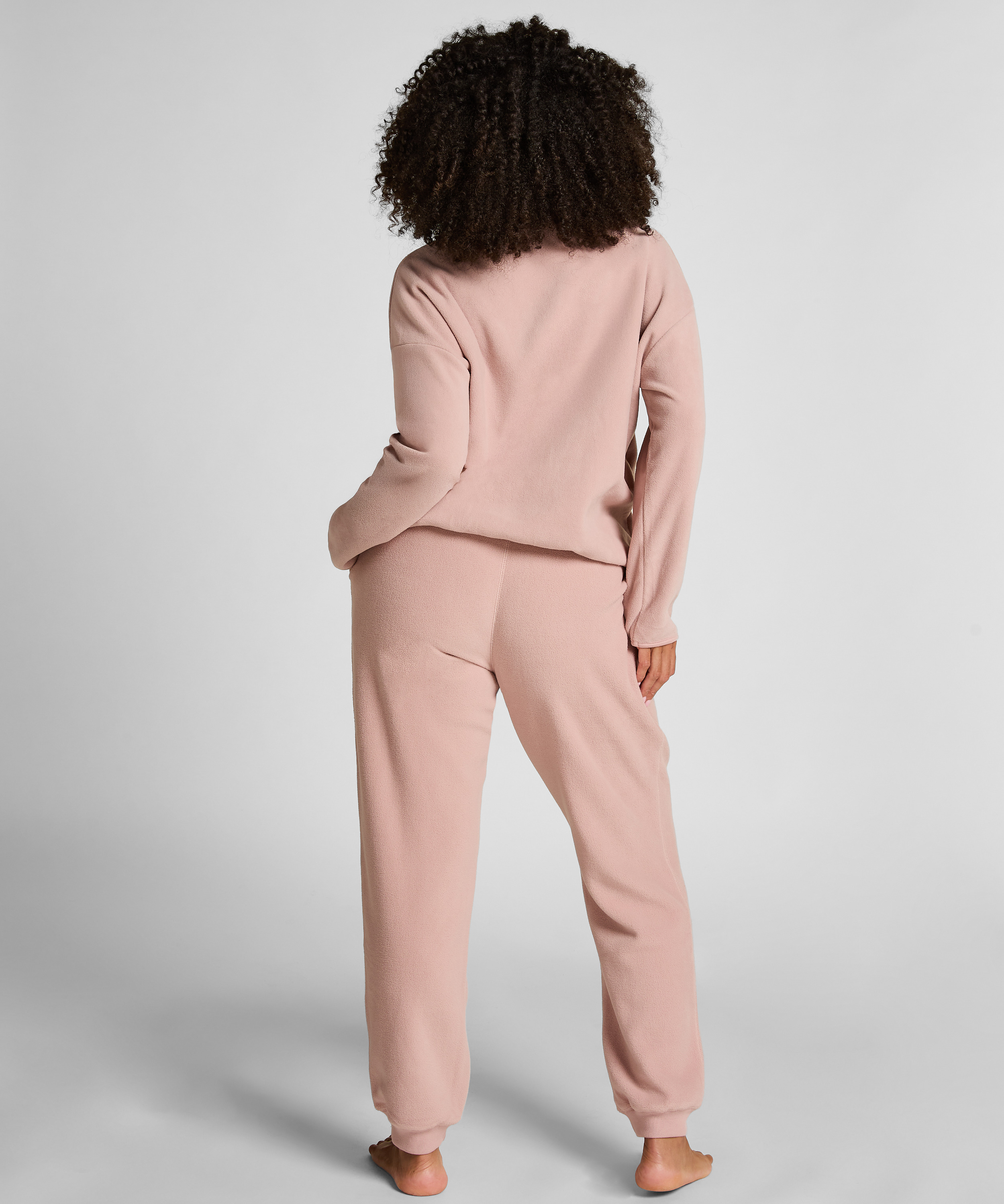 Topp med halv dragkedja och sportig fleece, Rosa, main