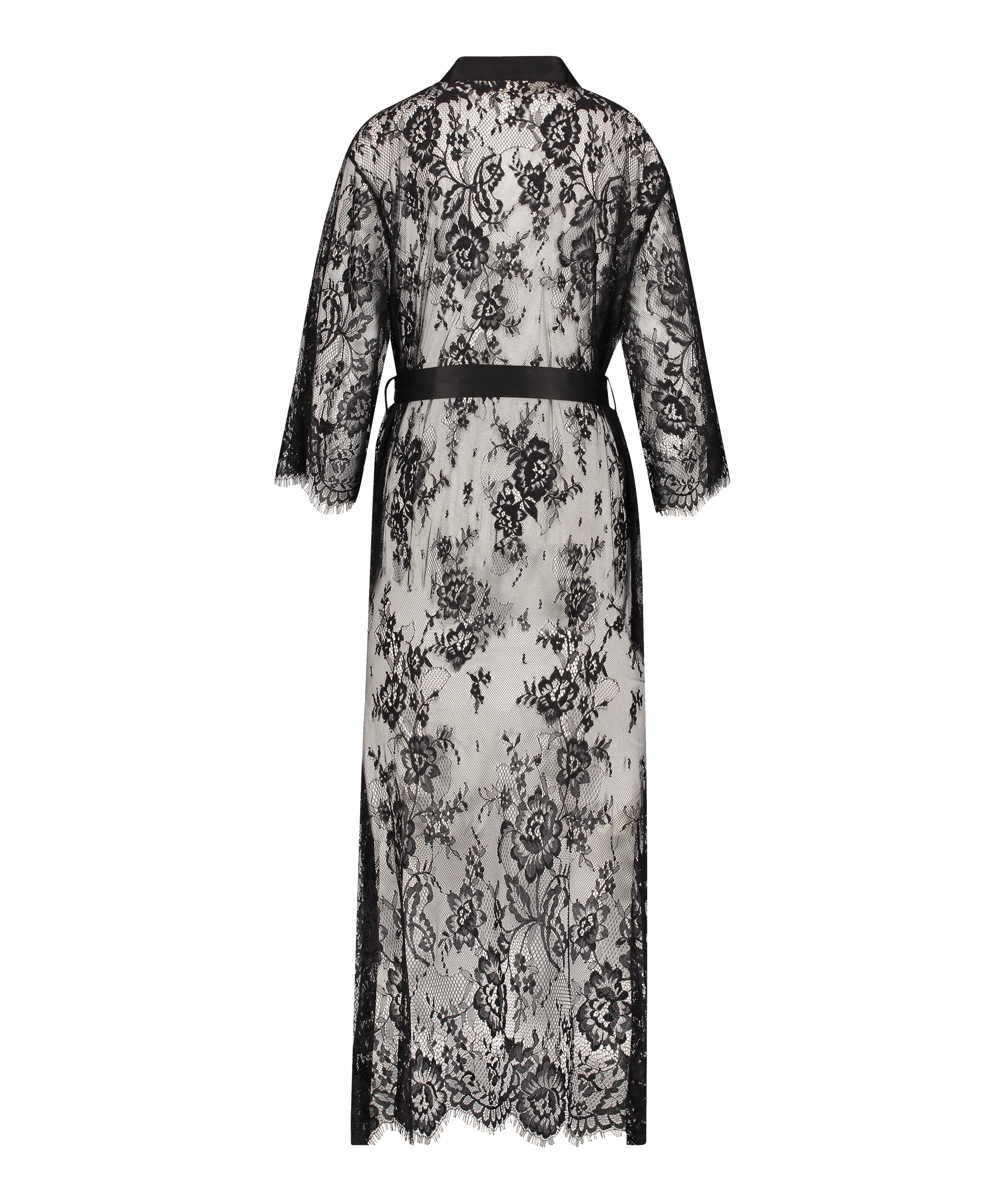 Lång kimono Allover Lace, Svart, main