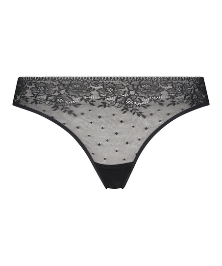 Allover Lace invisible stringtrosa, Svart