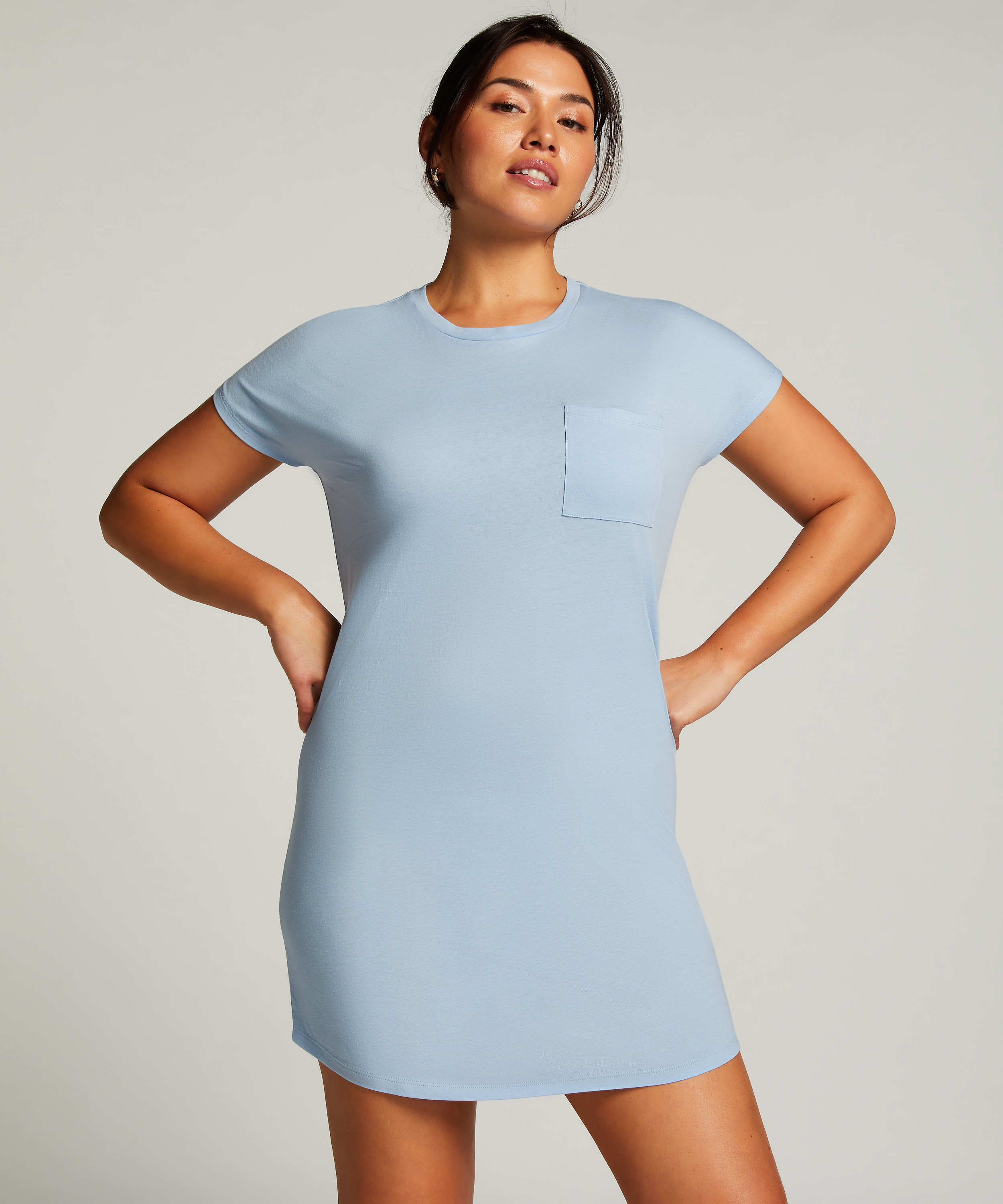 Nattskjorta med rund hals, Blå, main