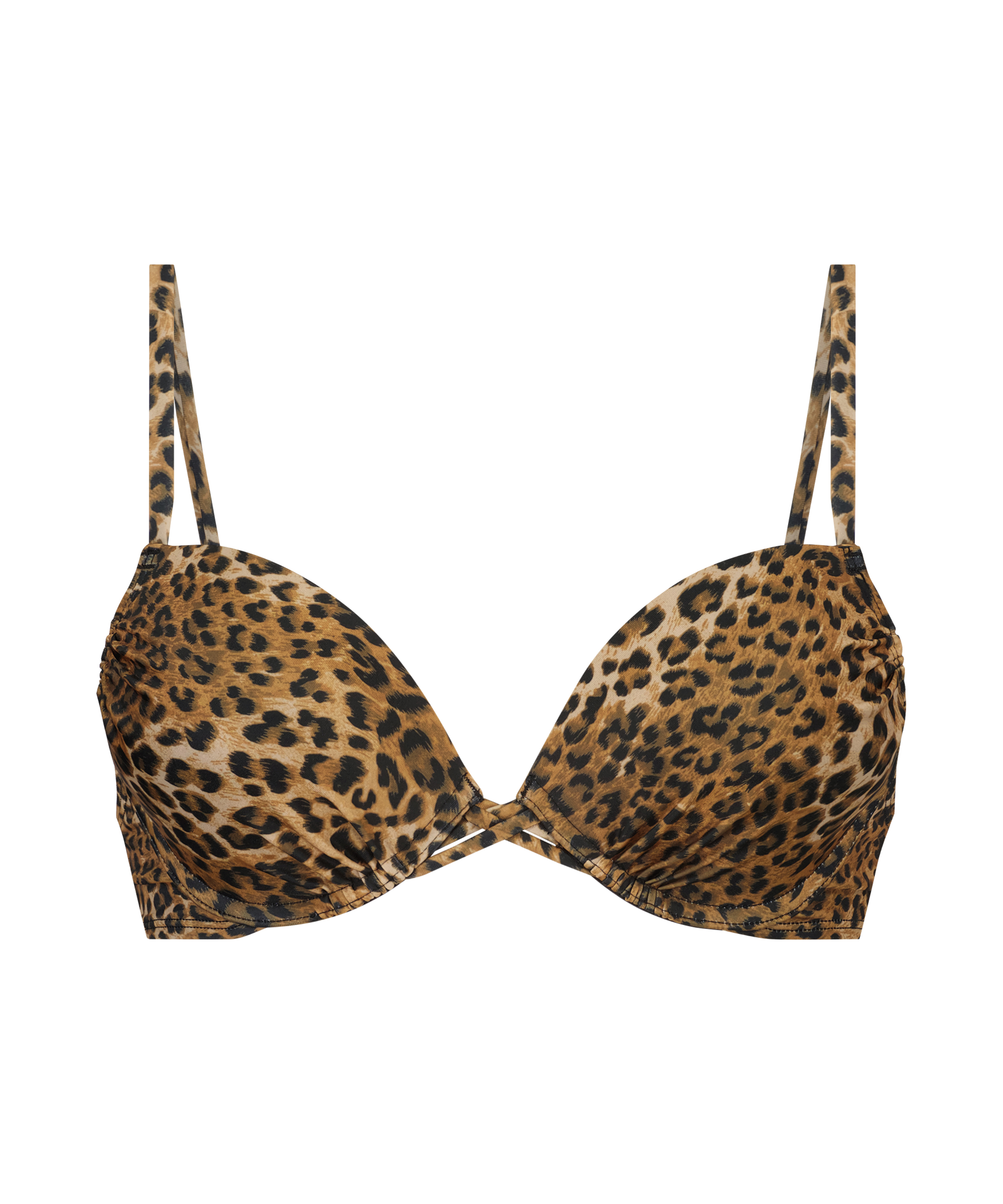 Leopard formpressad bikinitopp med bygel, Brun, main
