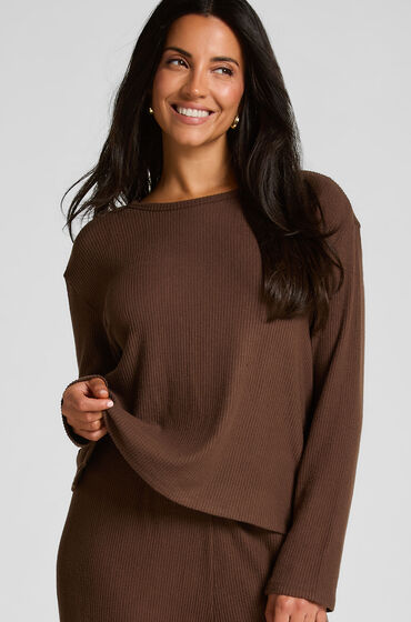 Hunkemöller Långärmad pyjamastopp Jersey Brun