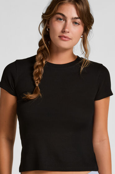 Hunkemöller Kortärmad pyjamastopp Rib Crew Neck Svart