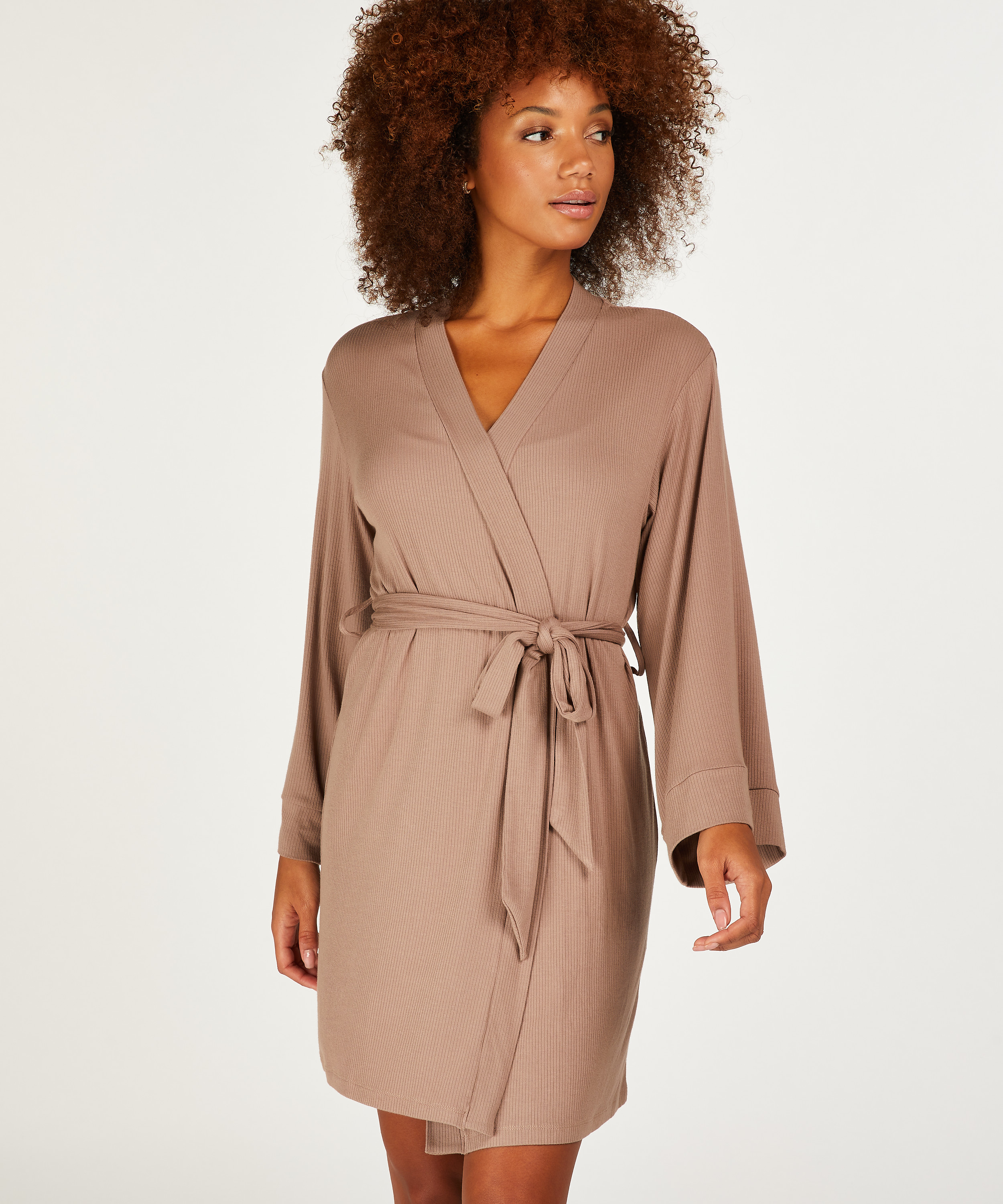 Ribbad kimono, Brun, main