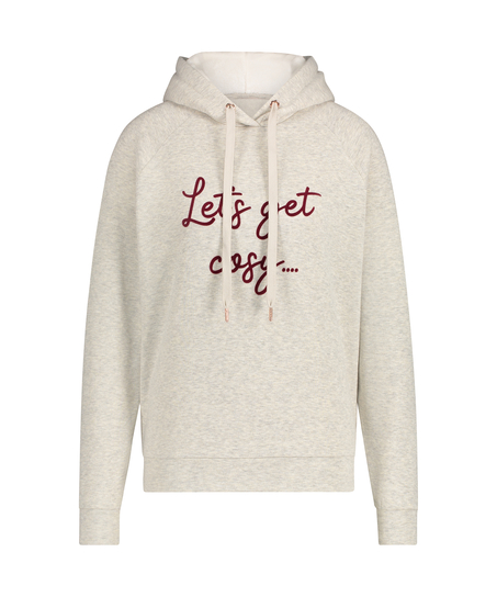 Huvtröja med lång ärm, Beige