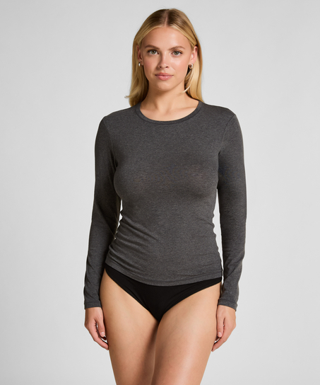 L&aring;ng&auml;rmad topp i mjuk bomull, Gr&aring;