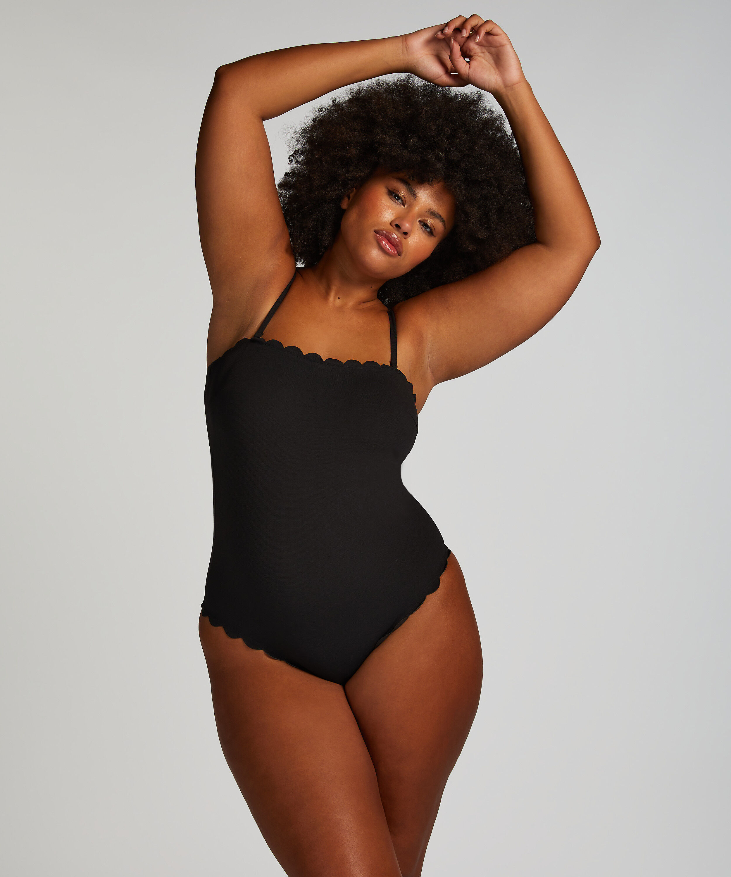 Baddr&auml;kt Bandeau Scallop, Svart