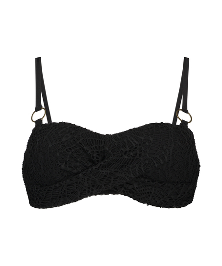 Crochet formpressad bandeau-bikinitopp, Svart