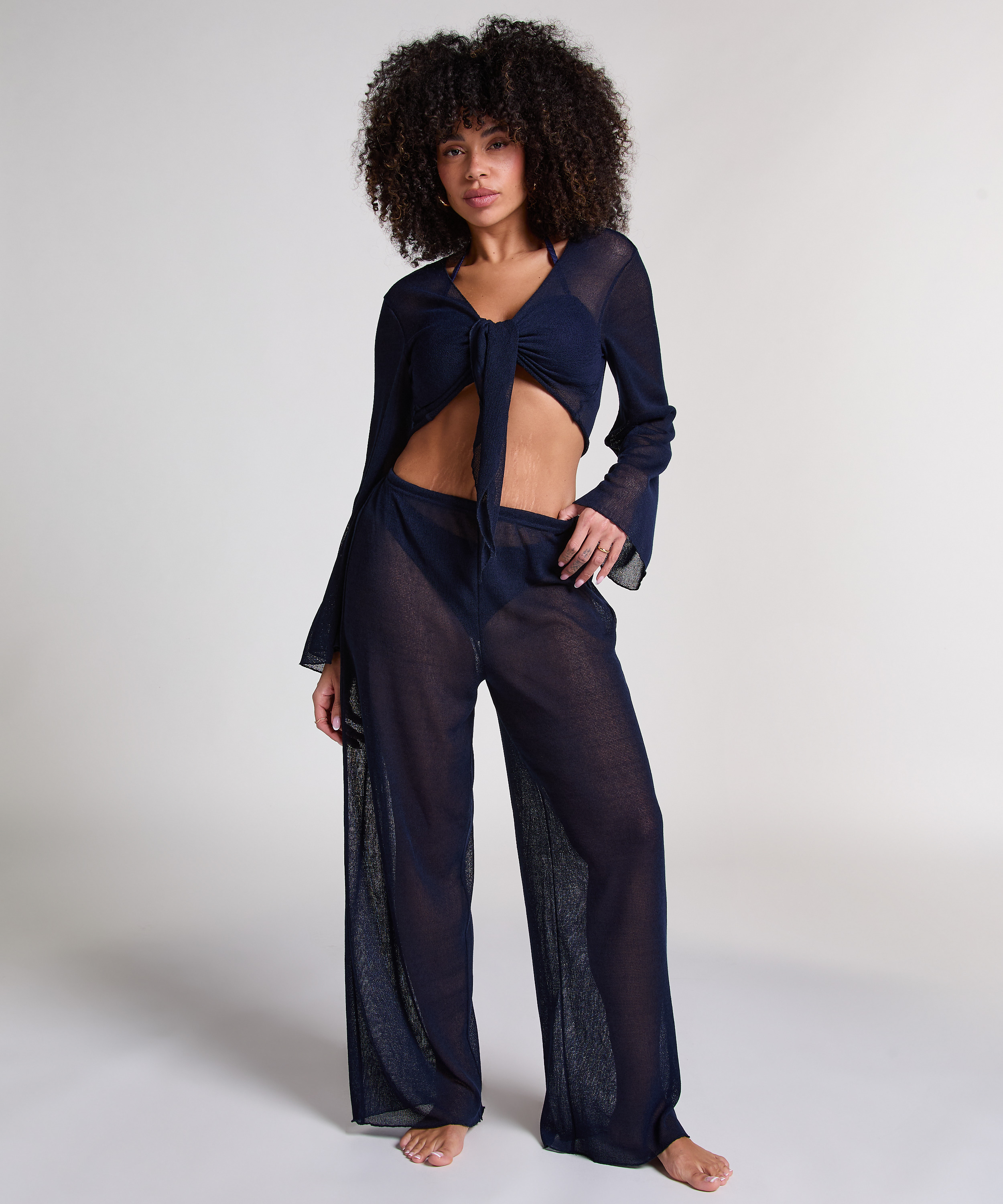 Stickad strandtopp, Blå, main