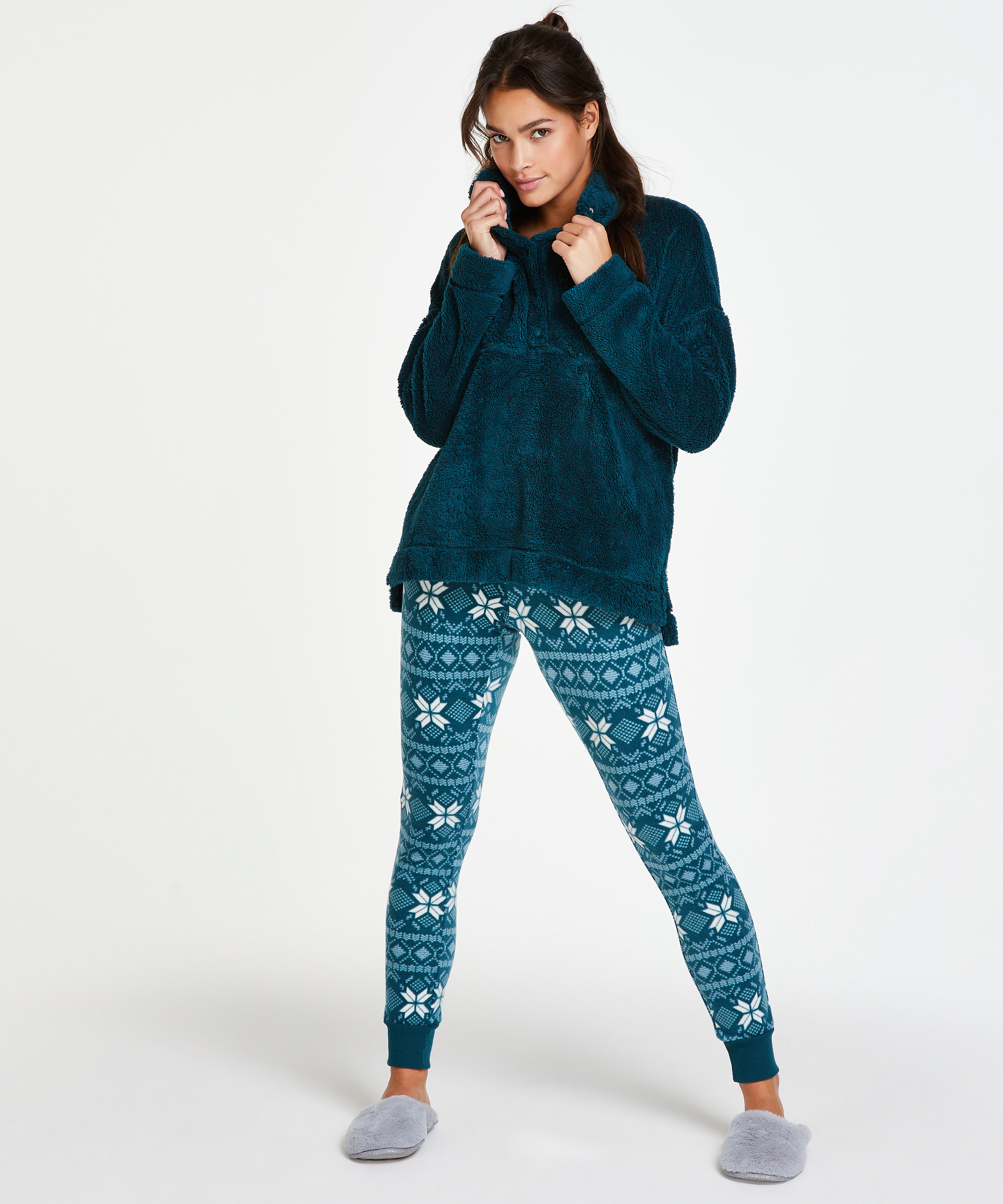 Mysig topp i fleece, Bl&aring;, main