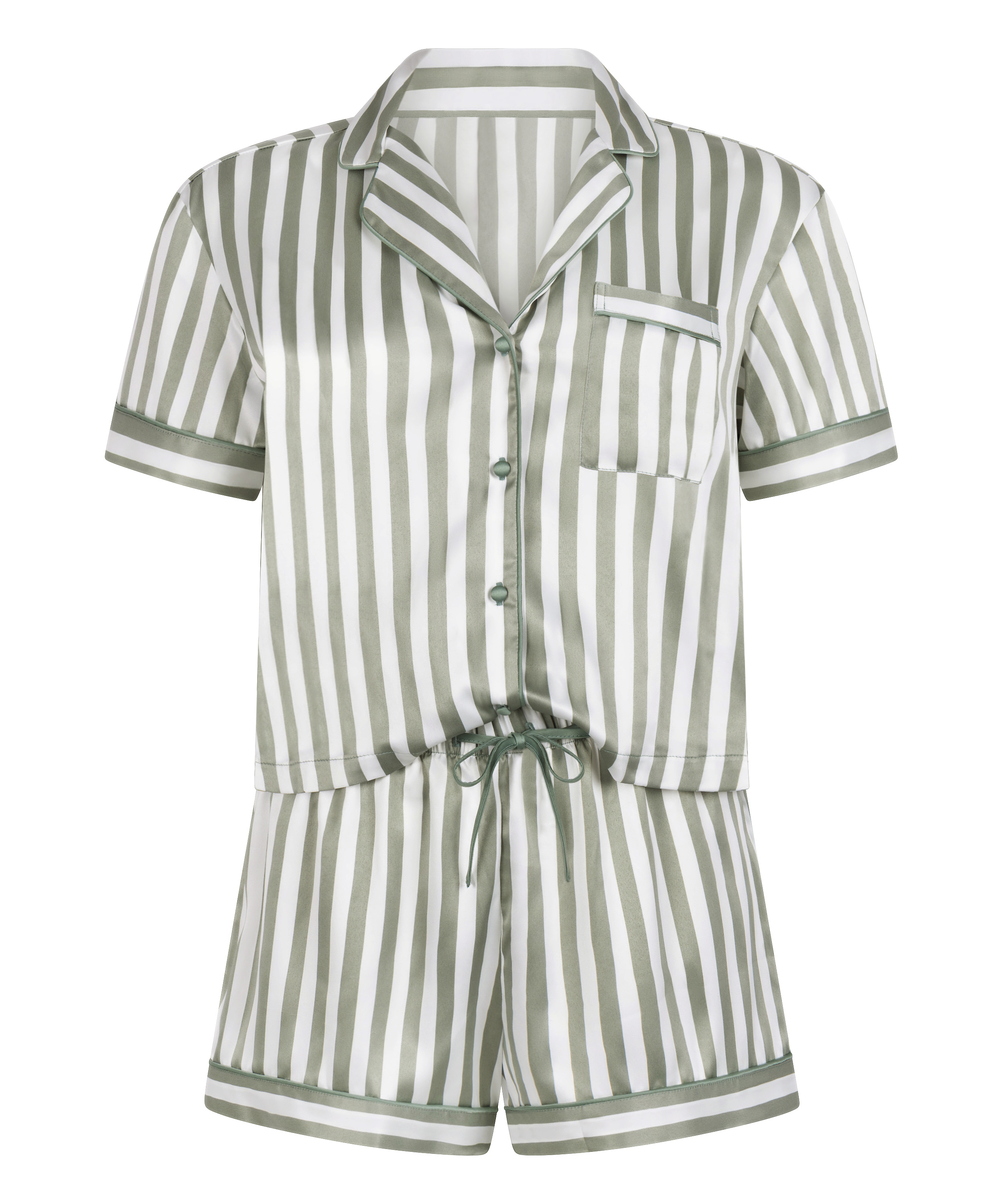 Pyjamasset i satin, Gr&ouml;n, main