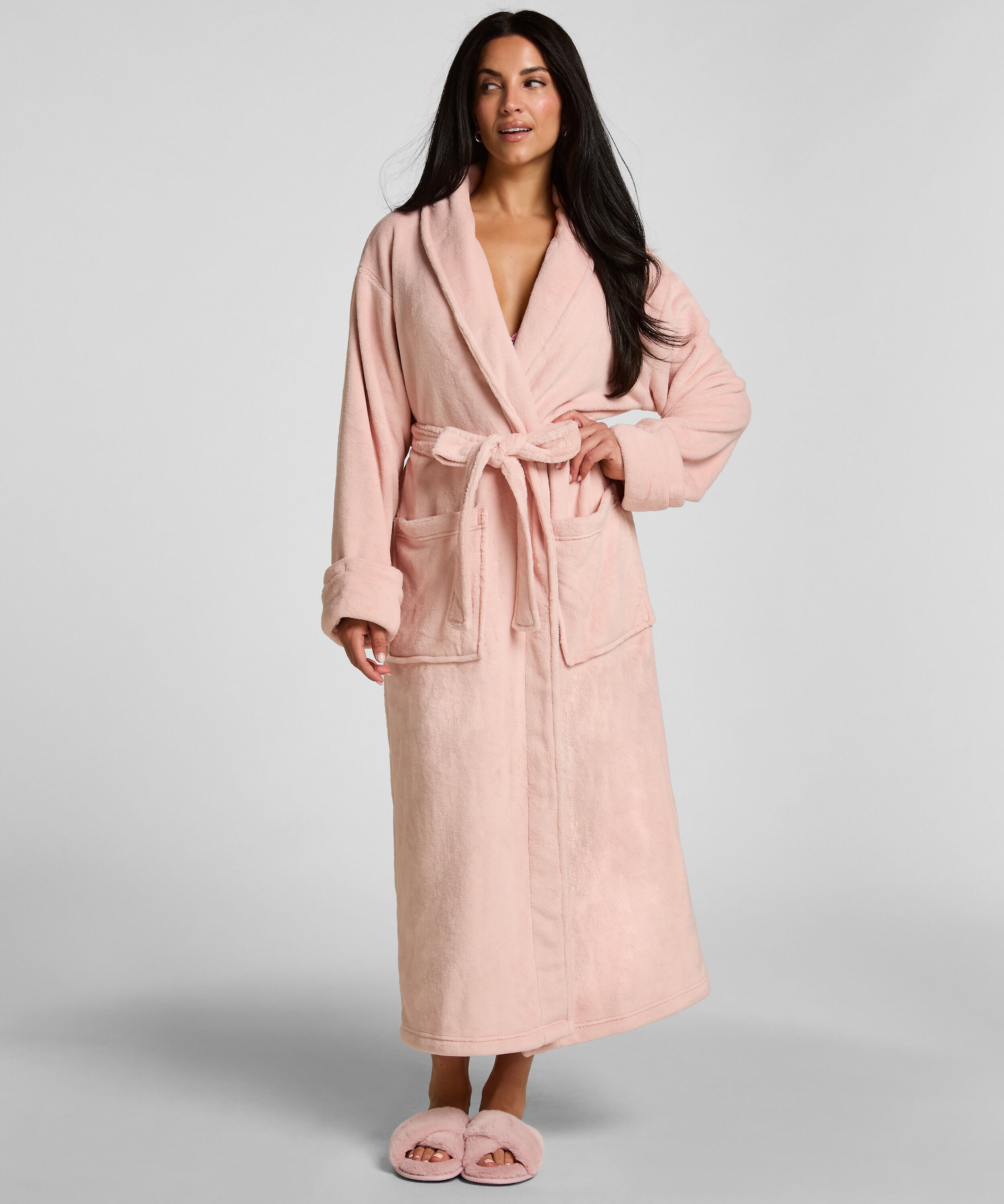 Mjuk badrock i fleece, Rosa
