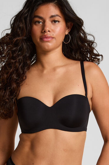 Hunkemöller Formpressad axelbandslös pushup-bh med bygel Smooth Svart — produktbild