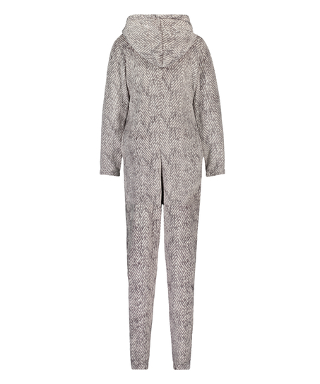 Onesie i flanell och fleece, Grå