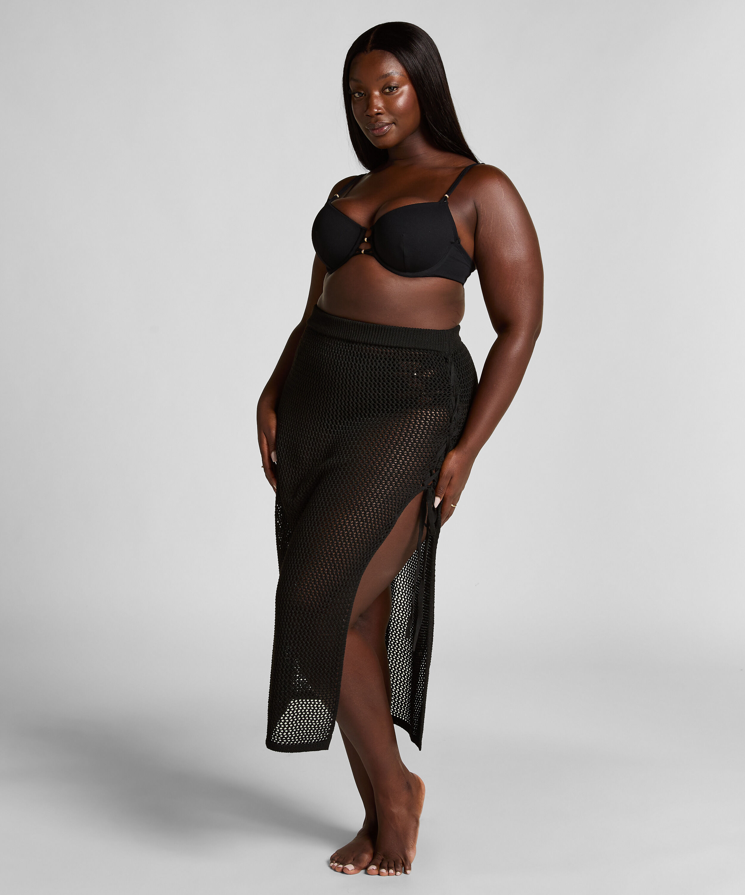 Virkad midikjol, Svart