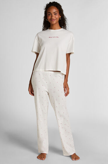 Hunkemöller Pyjamasset bomullsmönster Vit