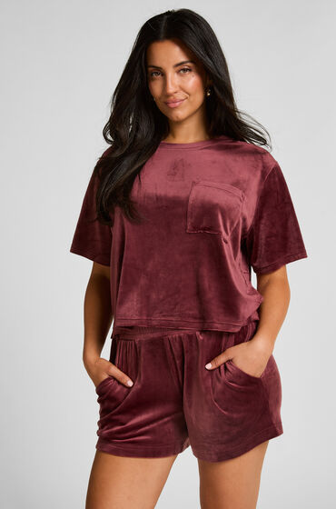 Hunkemöller Sammetsshorts med ficka röd