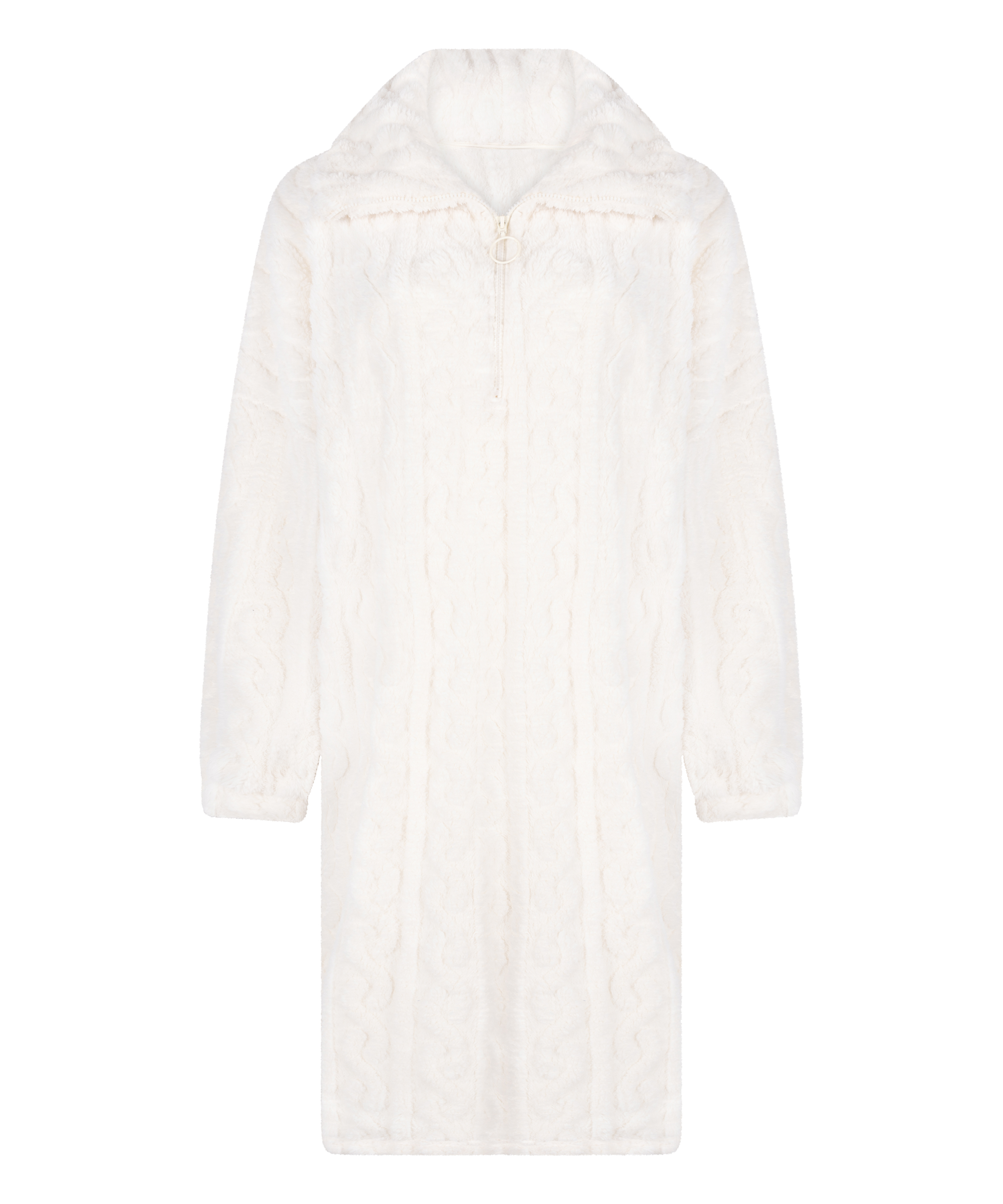 Poncho i Kabelstickad Fleece, Vit, main