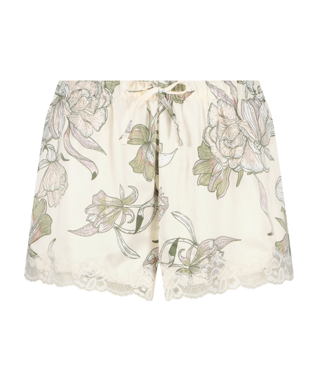 Satin pyjamasshorts, Vit