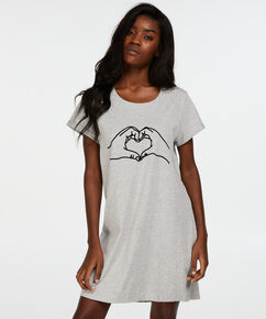 Nattlinne med rund halsringning, Gr&aring;