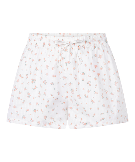 Vävda pyjamasshorts, Vit