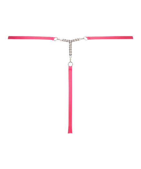 H&ouml;gt skuren stringtrosa med strass Honey, Rosa