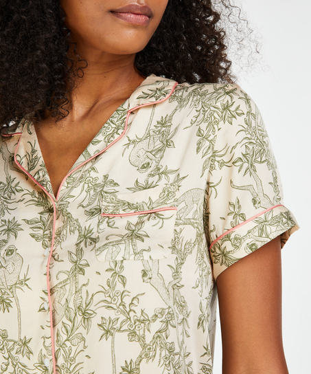 Pyjamasjacka i v&auml;vt tyg, Beige