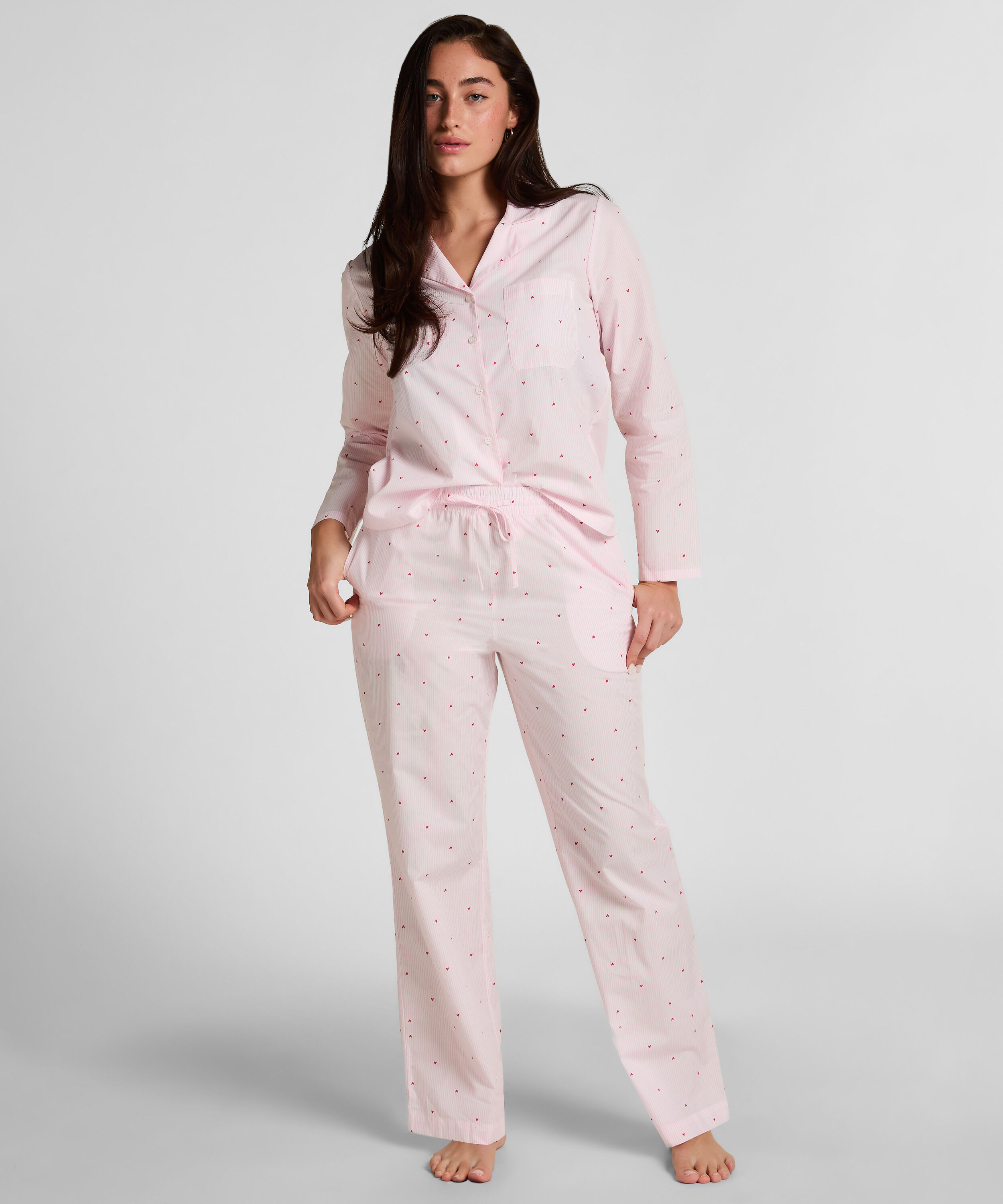 Pyjamasset i bomullsjersey, Vit