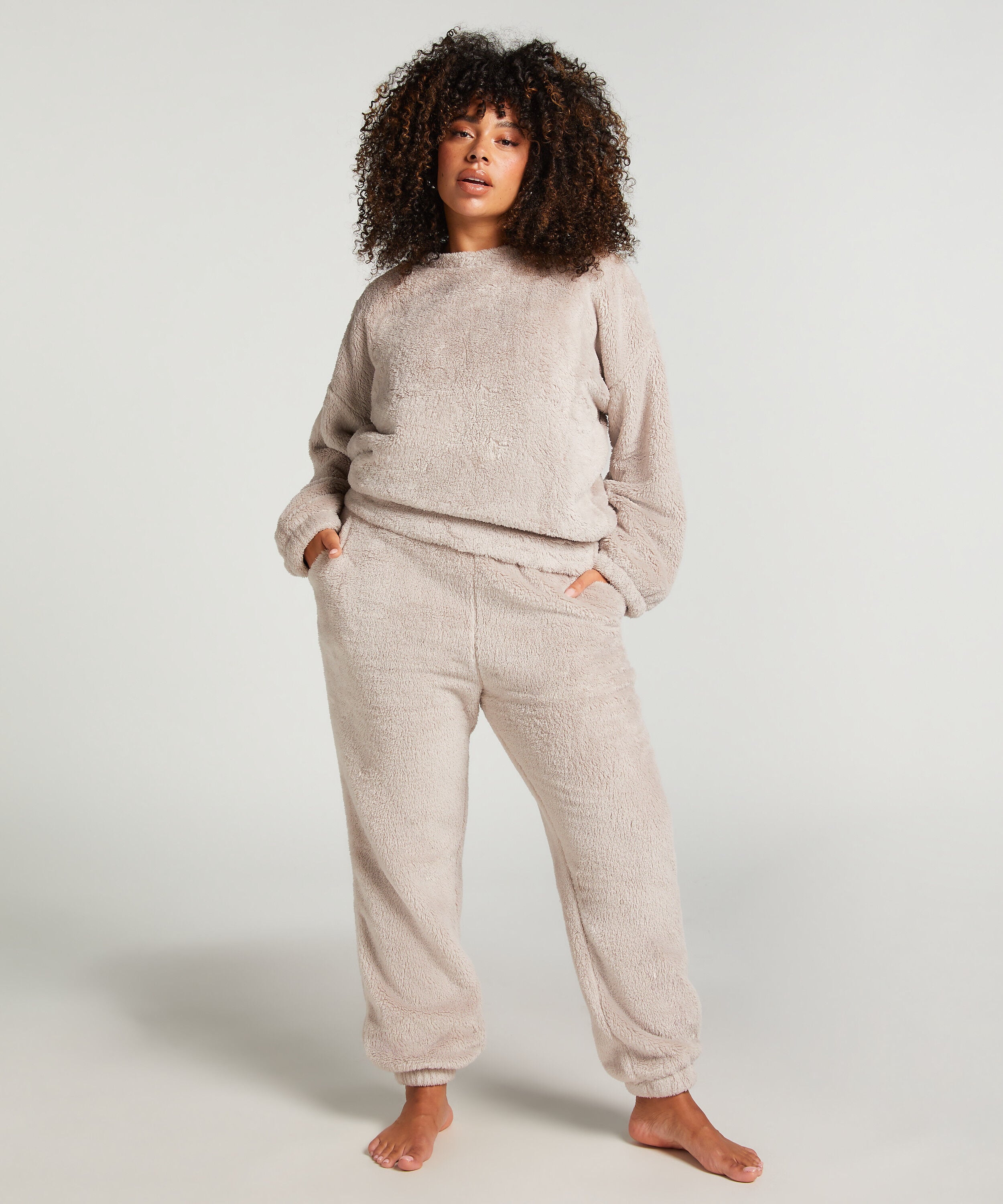 Mysiga mjukisbyxor i fleece, Grå