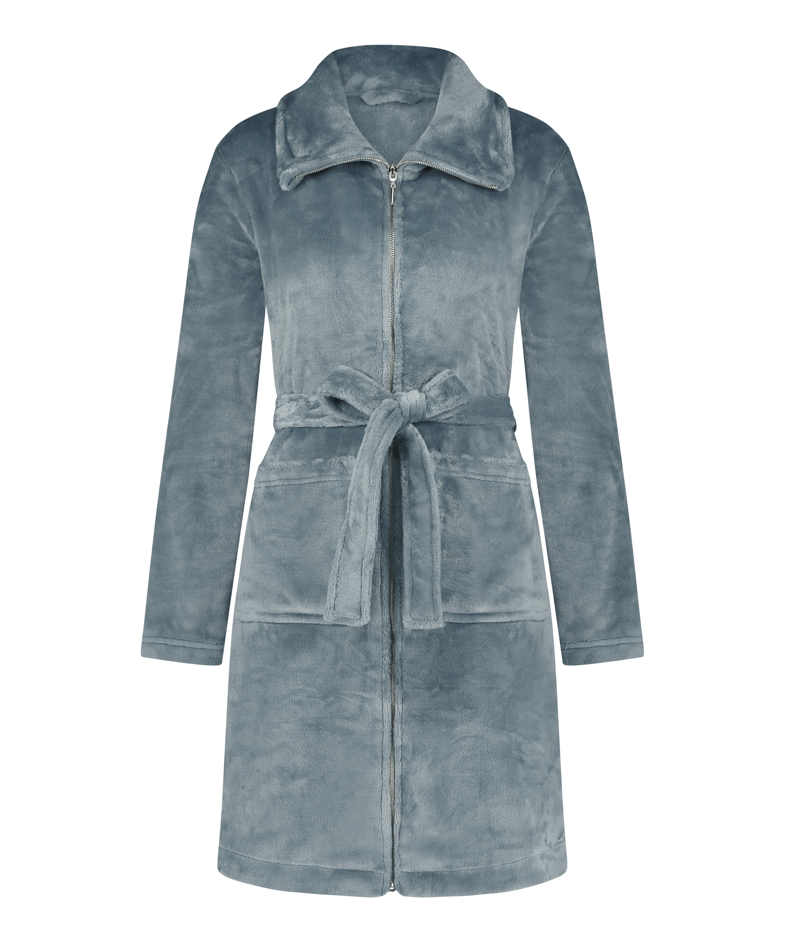 Badrock i fleece med dragkedja, Blå, main