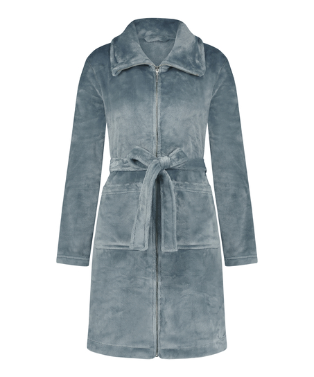 Badrock i fleece med dragkedja, Blå