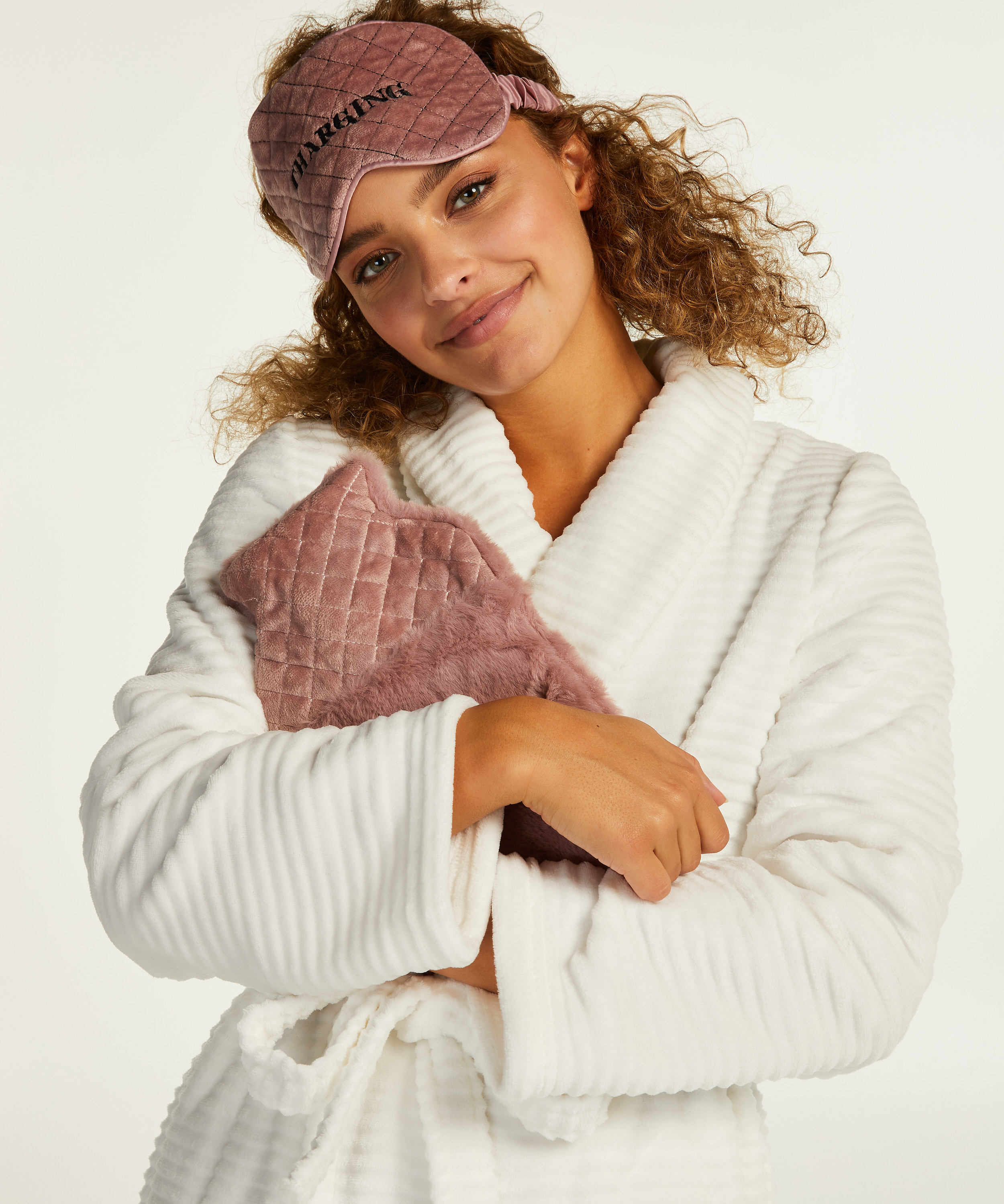 Set med v&auml;rmeflaska och sovmask, Rosa, main