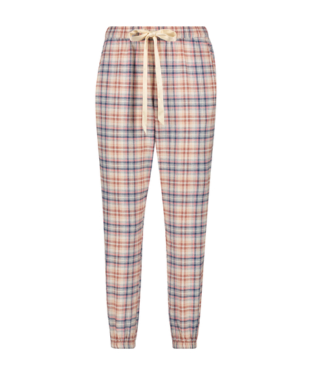 Petite Rutiga pyjamasbyxor twill, Beige