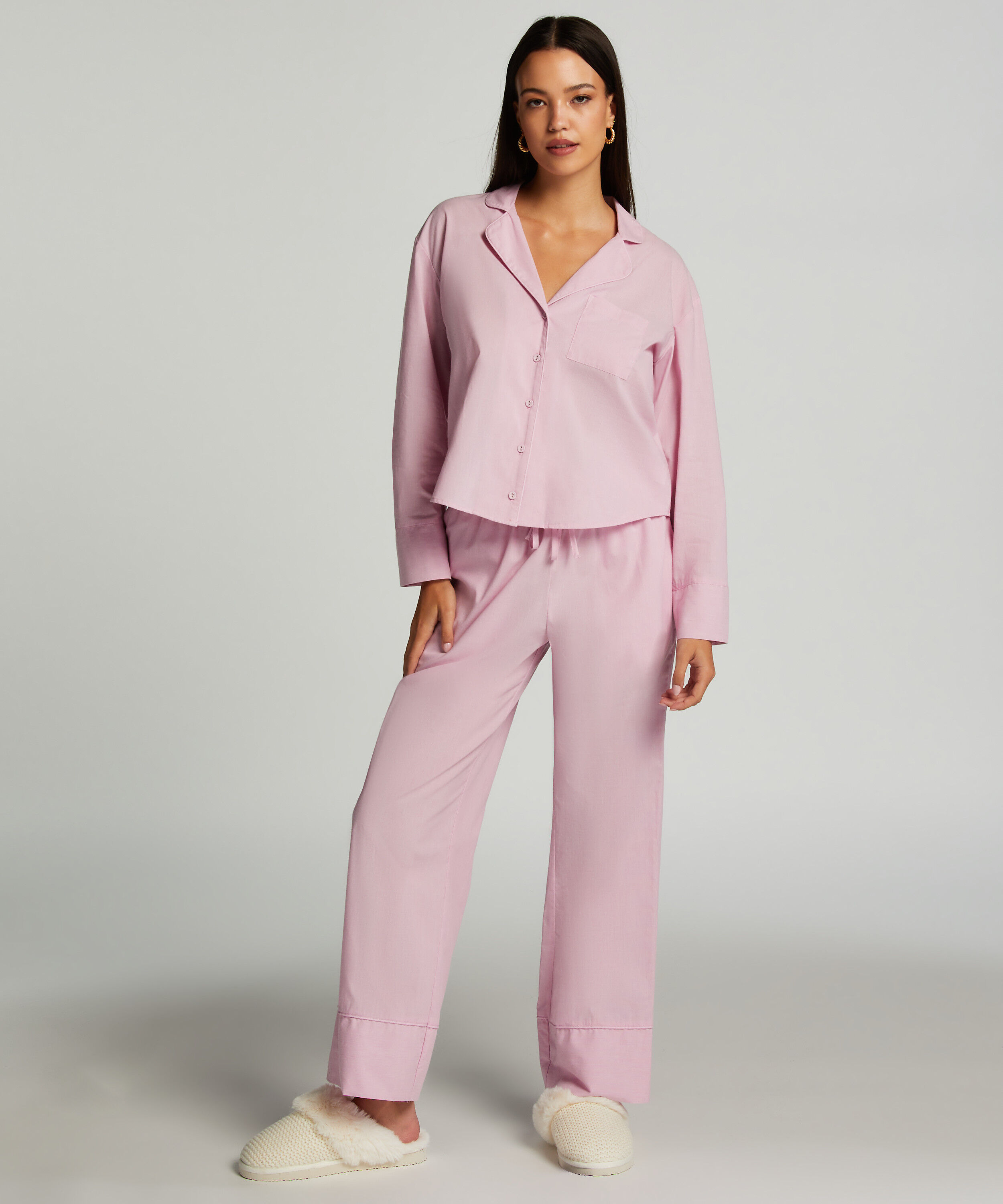 Pyjamasbyxa i bomull, Rosa