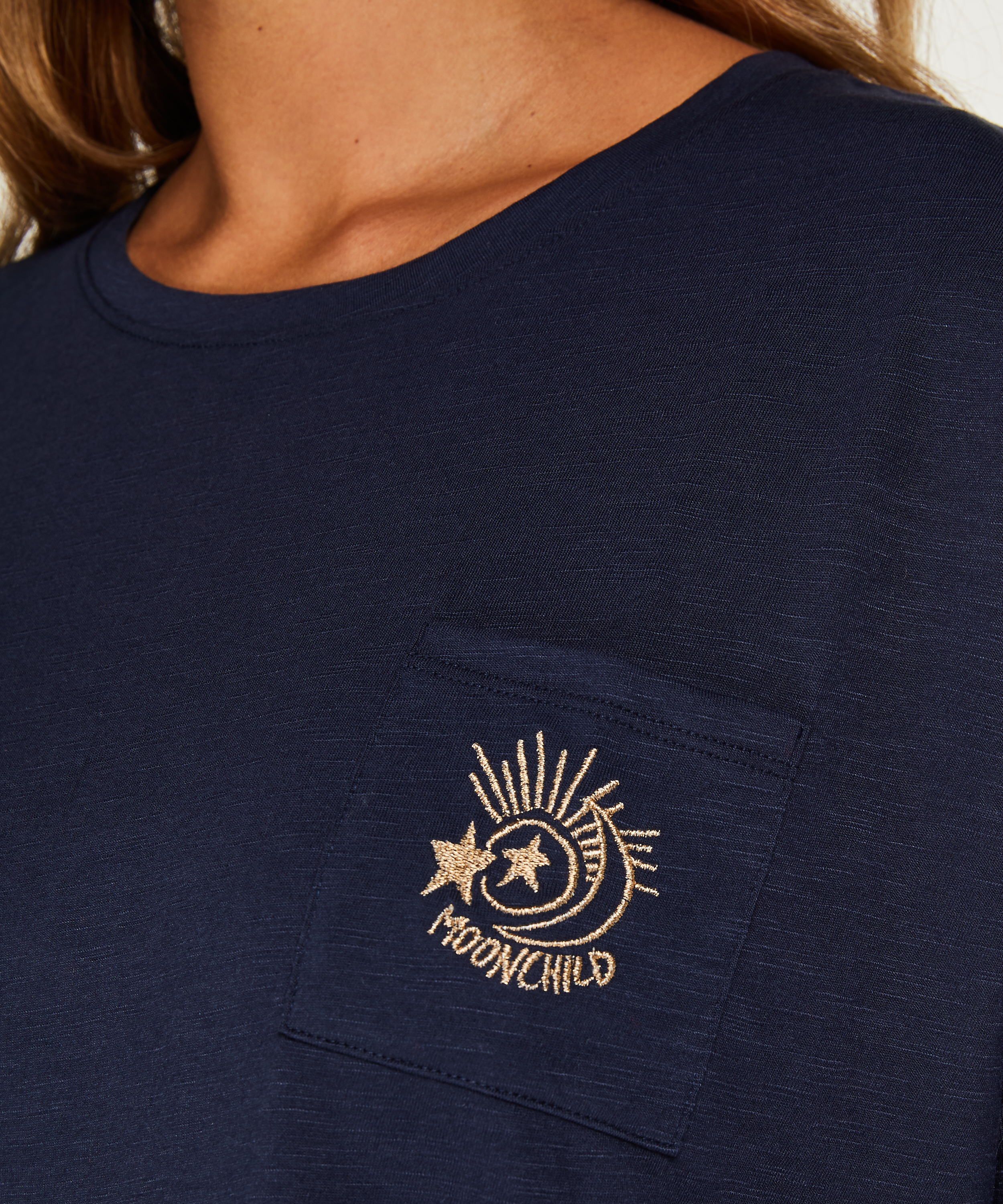 Kortärmad pyjamastopp Loose Fit, Blå, main