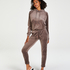 Hoodie velour, Brun