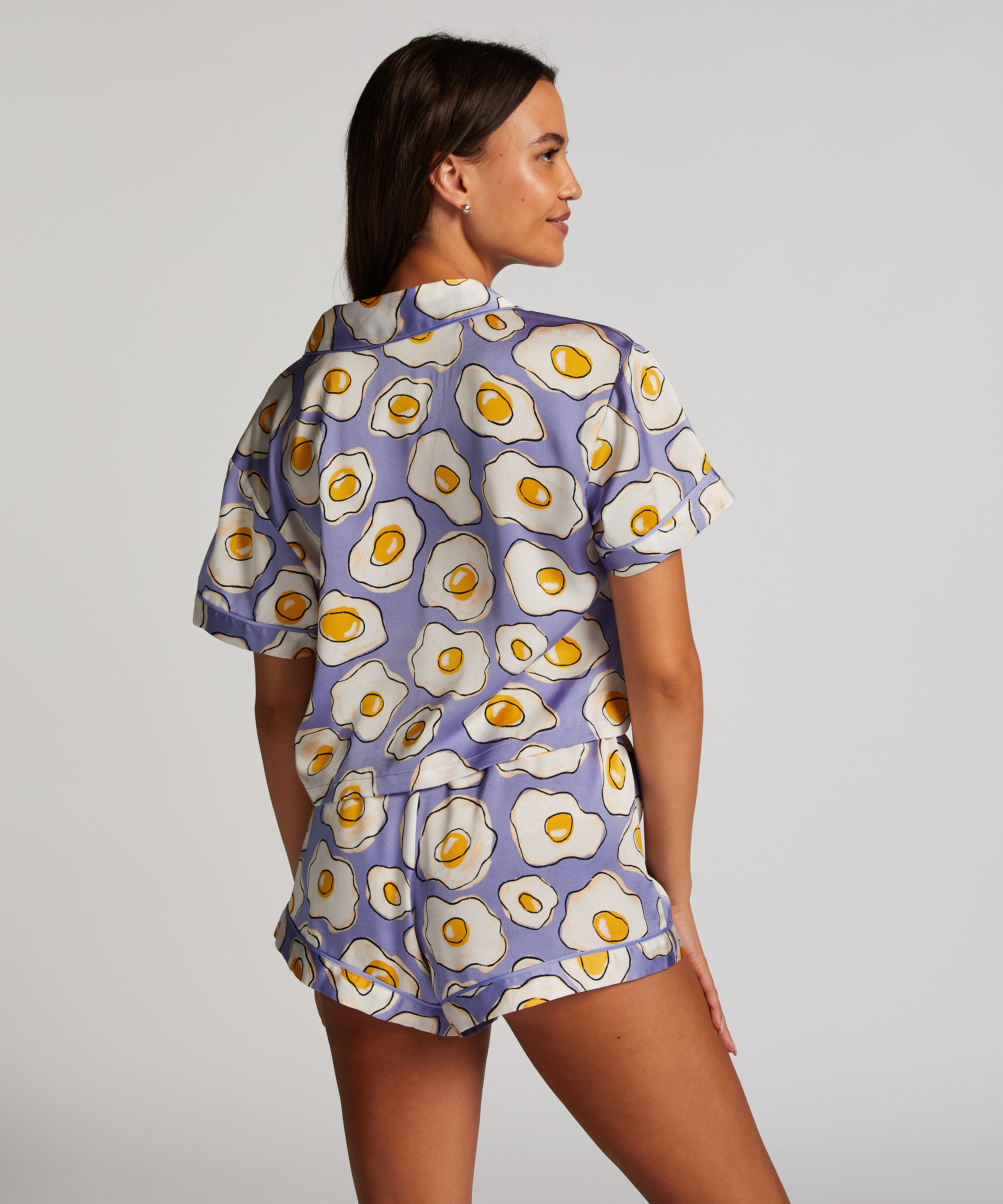 Satin pyjamasshorts, Lila, main