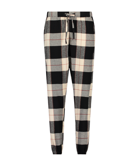 Petite Twill Check Pyjama pants, Svart