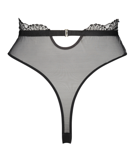 Akira High Leg Thong, Svart