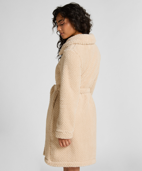 Badrock i fleece med dragkedja, Vit